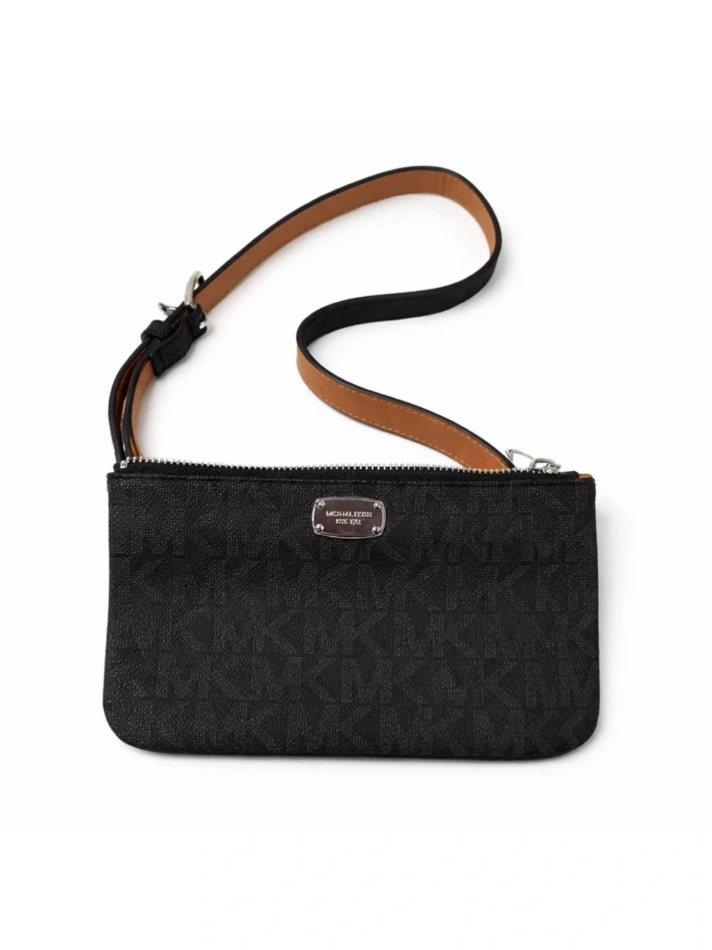 Michael Kors‎ Logo Belt Bag Black Gray Brown Waist Fanny Pack Purse Sz Medium